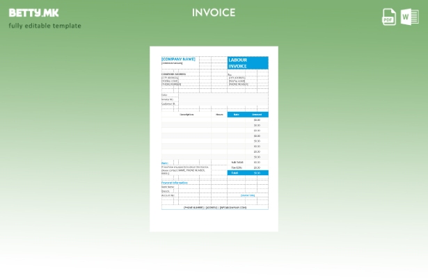 Шаблон за формат на фактура за труд во модерен стил